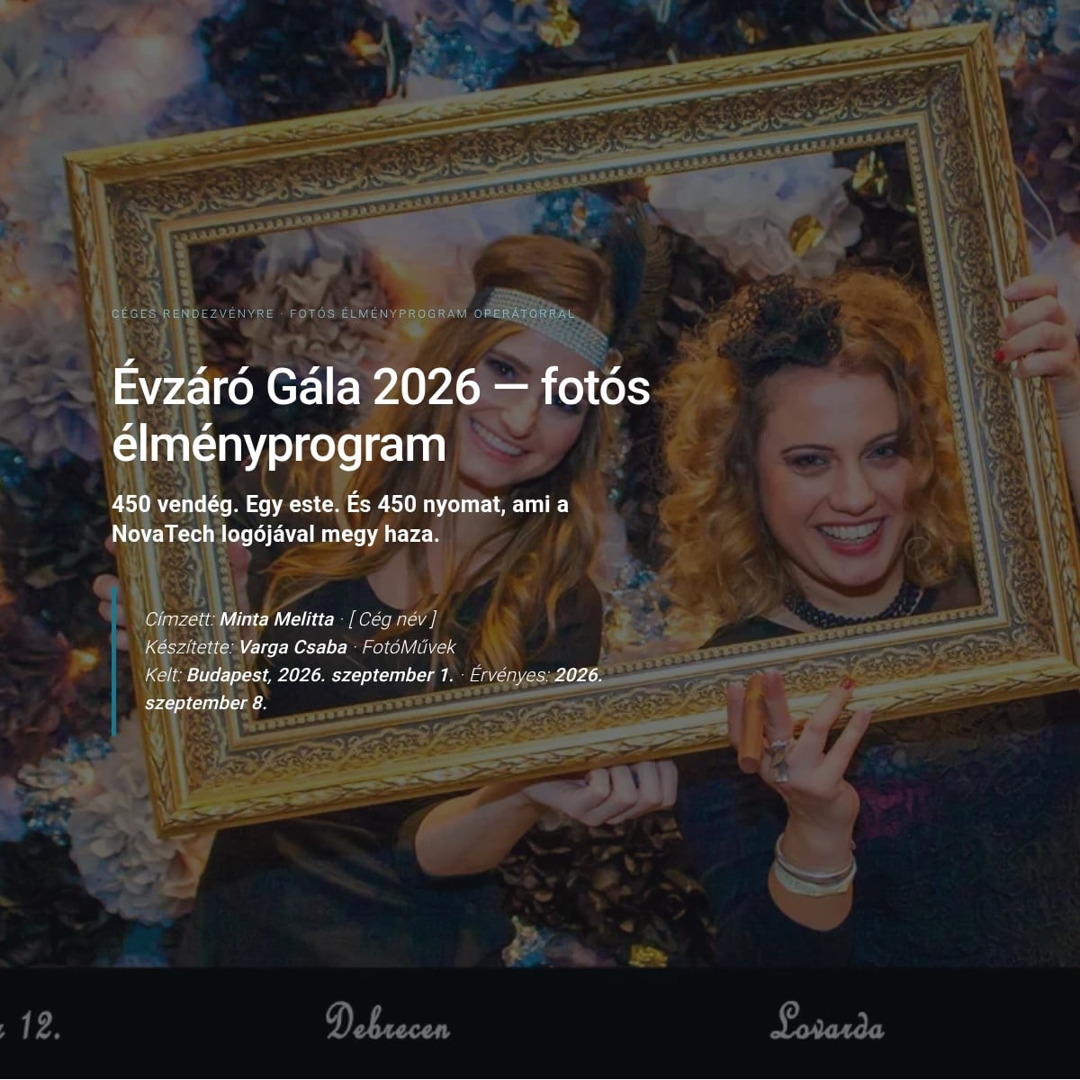 Fotós élményprogram sablon