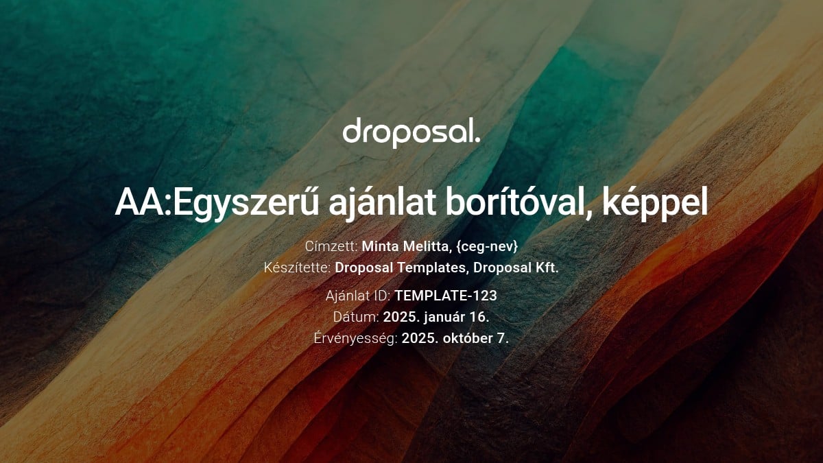 Egyszerű ajánlat borítóval, képpel