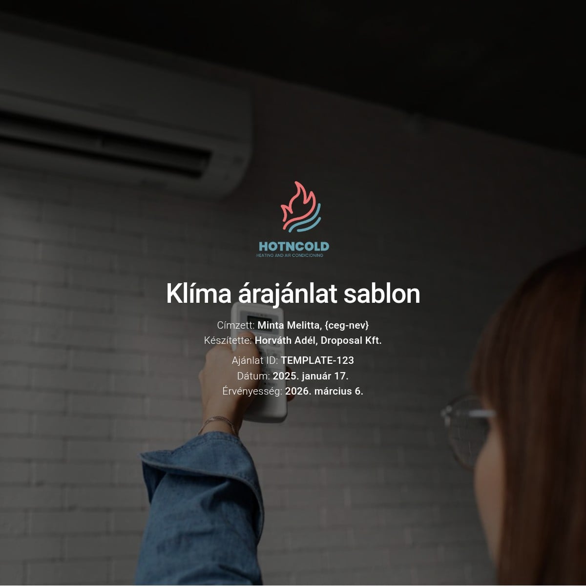 Klíma árajánlat sablon