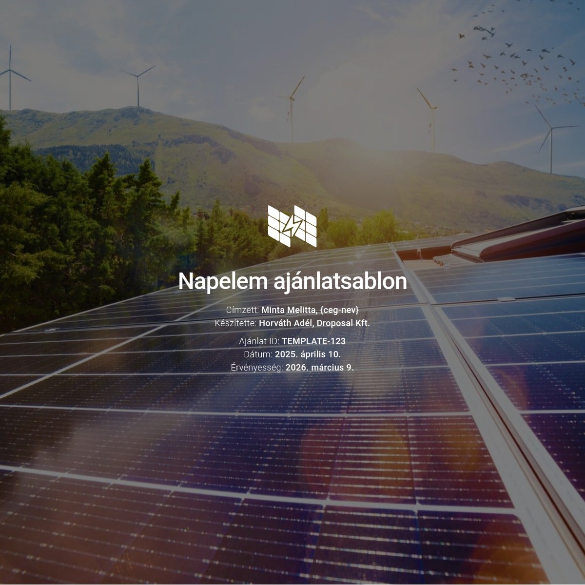 Napelem ajánlatsablon