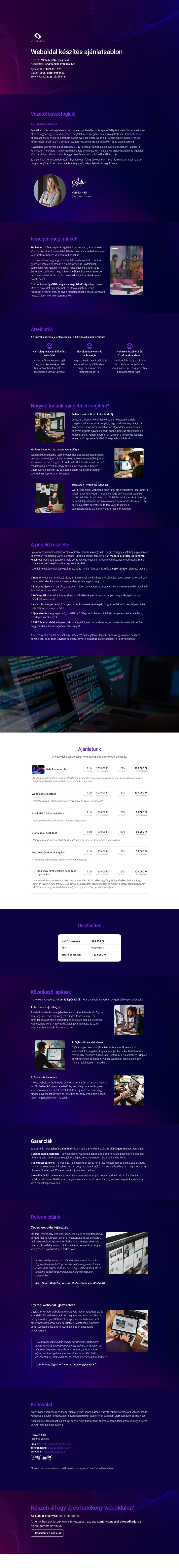 Weboldal készítés ajánlatsablon sablon screenshot