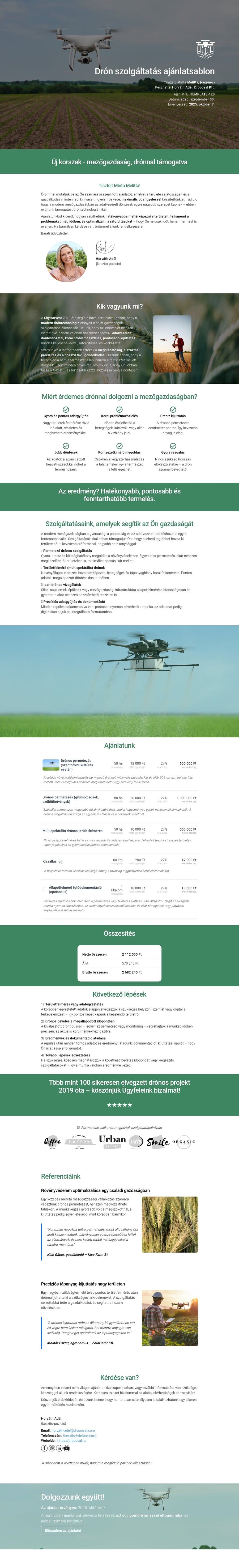 Drón szolgáltatás ajánlatsablon sablon screenshot