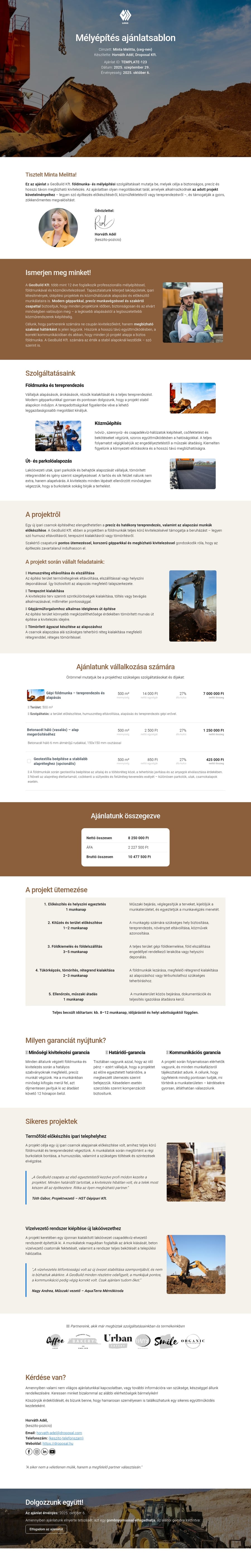 Mélyépítés ajánlatsablon sablon screenshot
