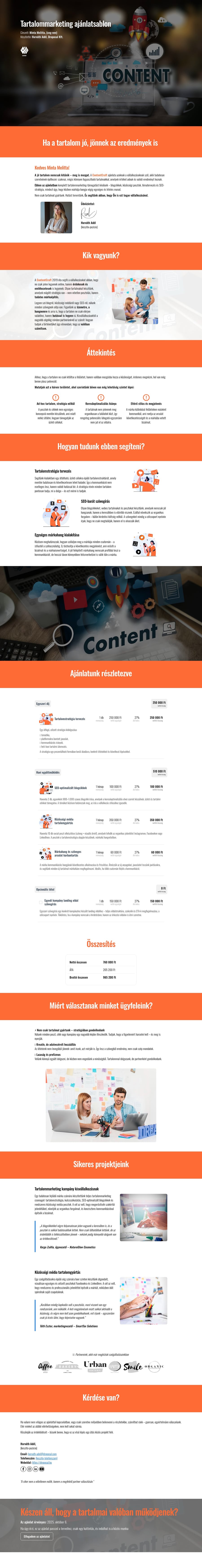 Tartalommarketing ajánlatsablon sablon screenshot