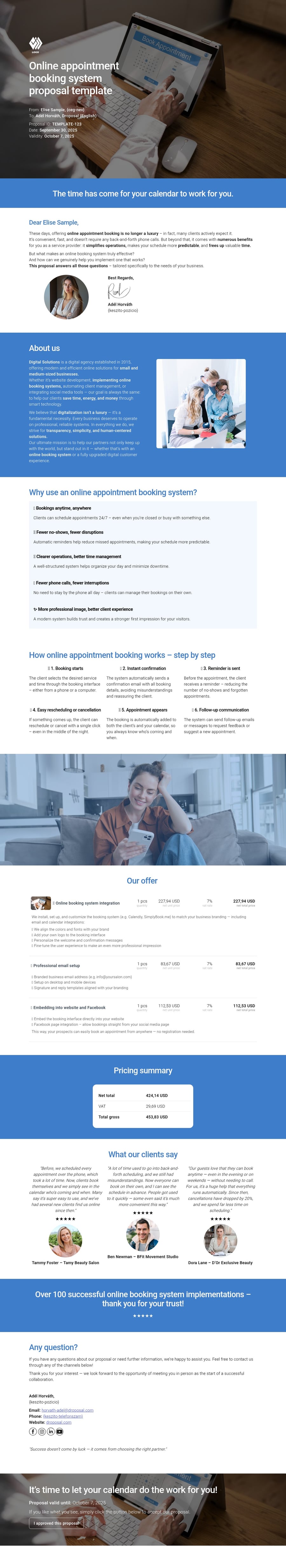  Online appointment booking system proposal template template screenshot