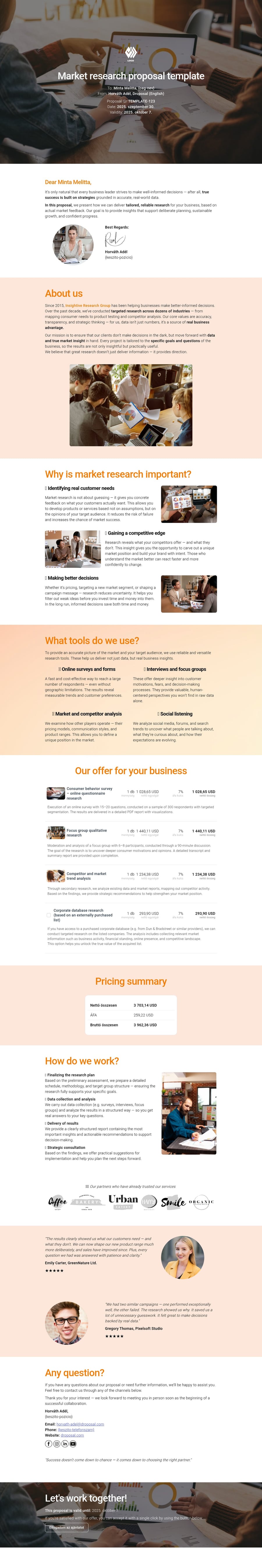 Market research proposal template sablon screenshot