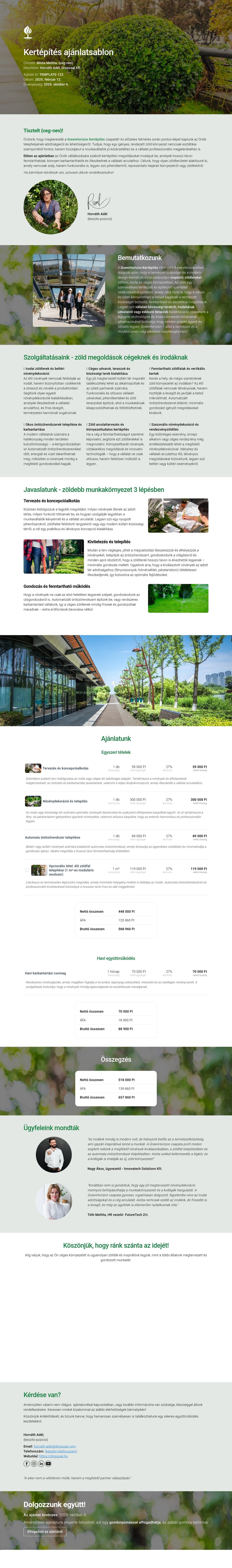 Kertépítés ajánlatsablon sablon screenshot