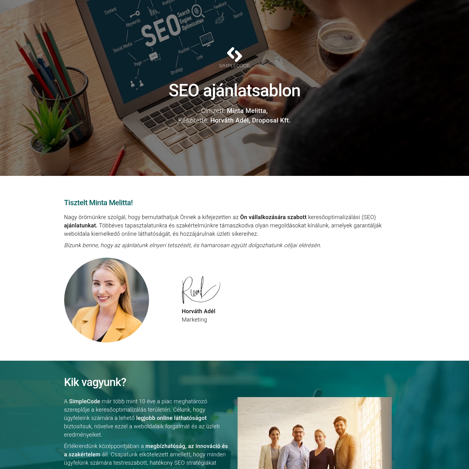 SEO ajánlatsablon