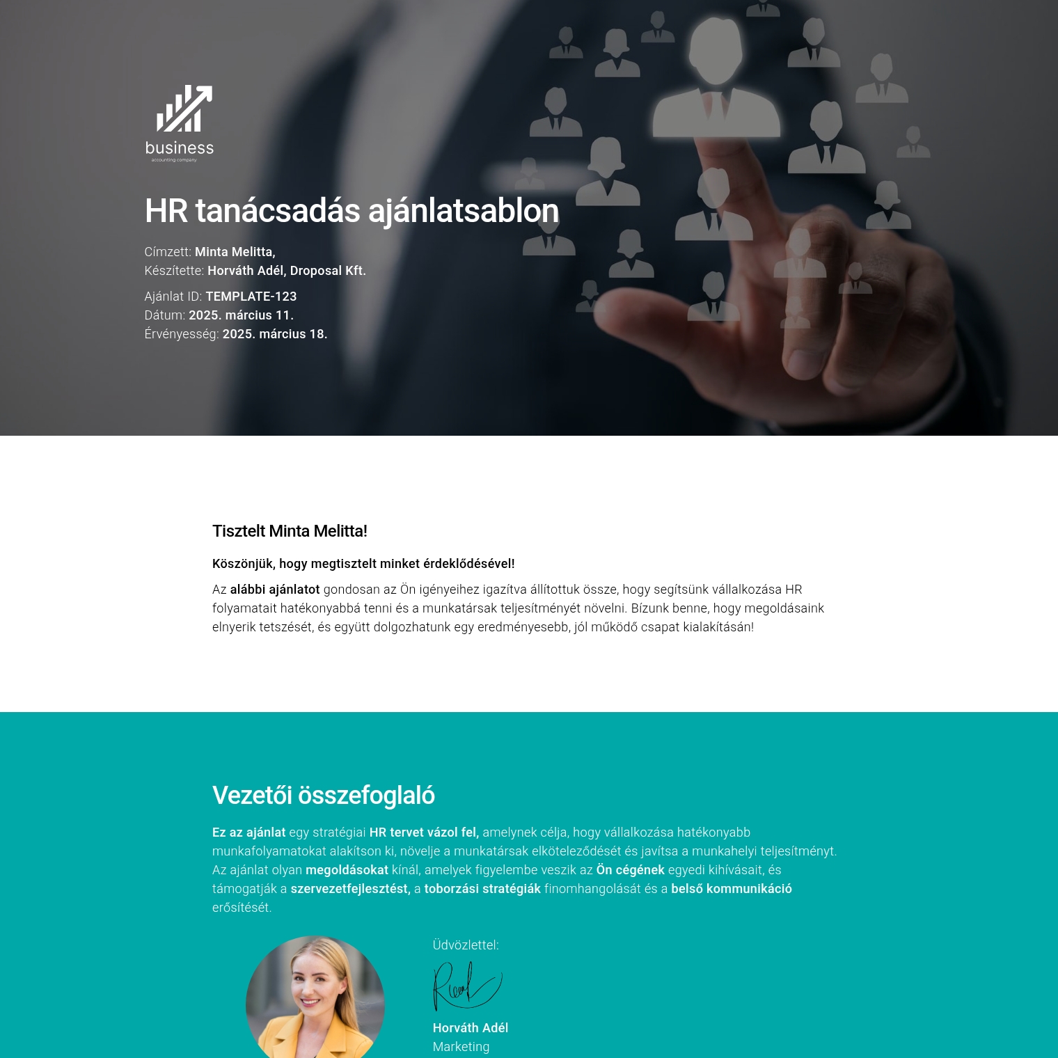 HR tanácsadás ajánlatsablon
