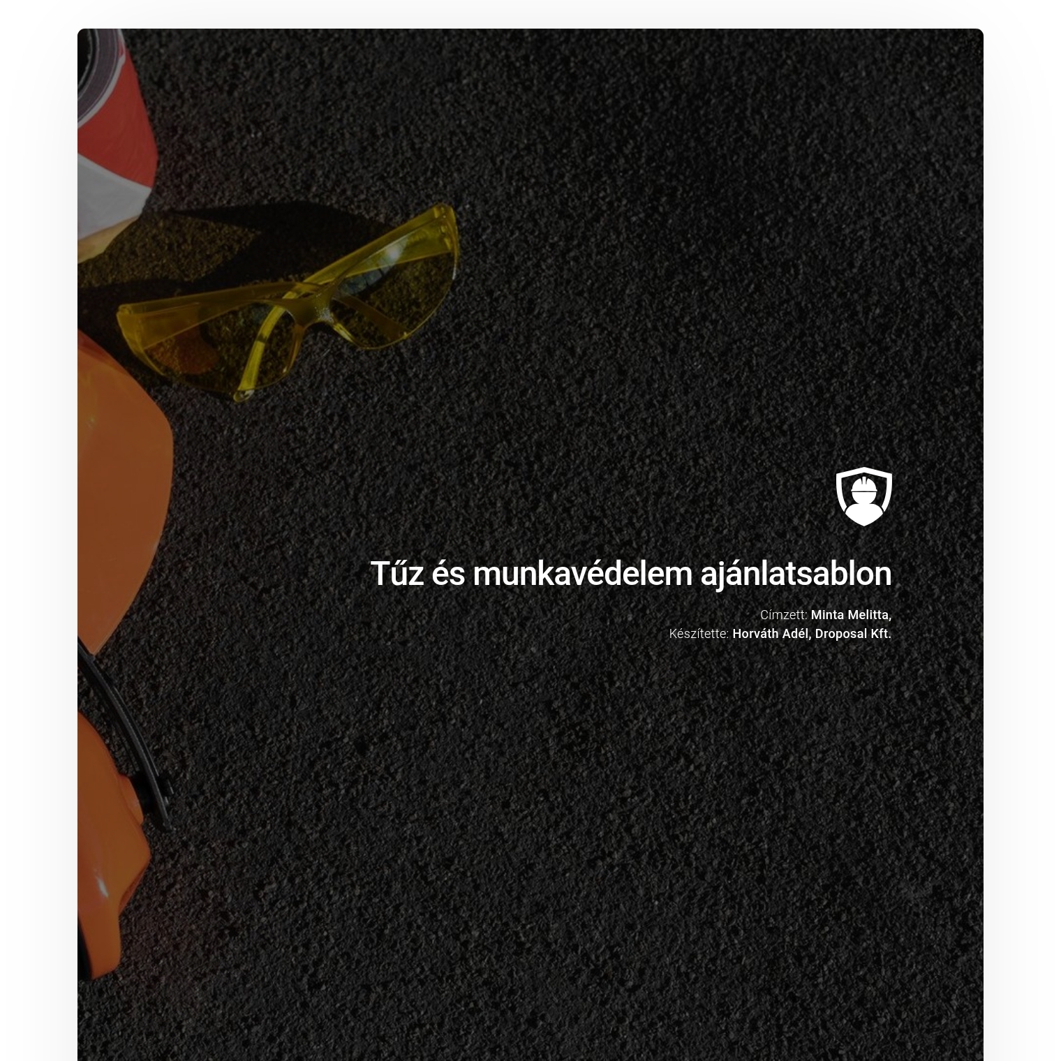 Tűz és munkavédelem ajánlatsablon