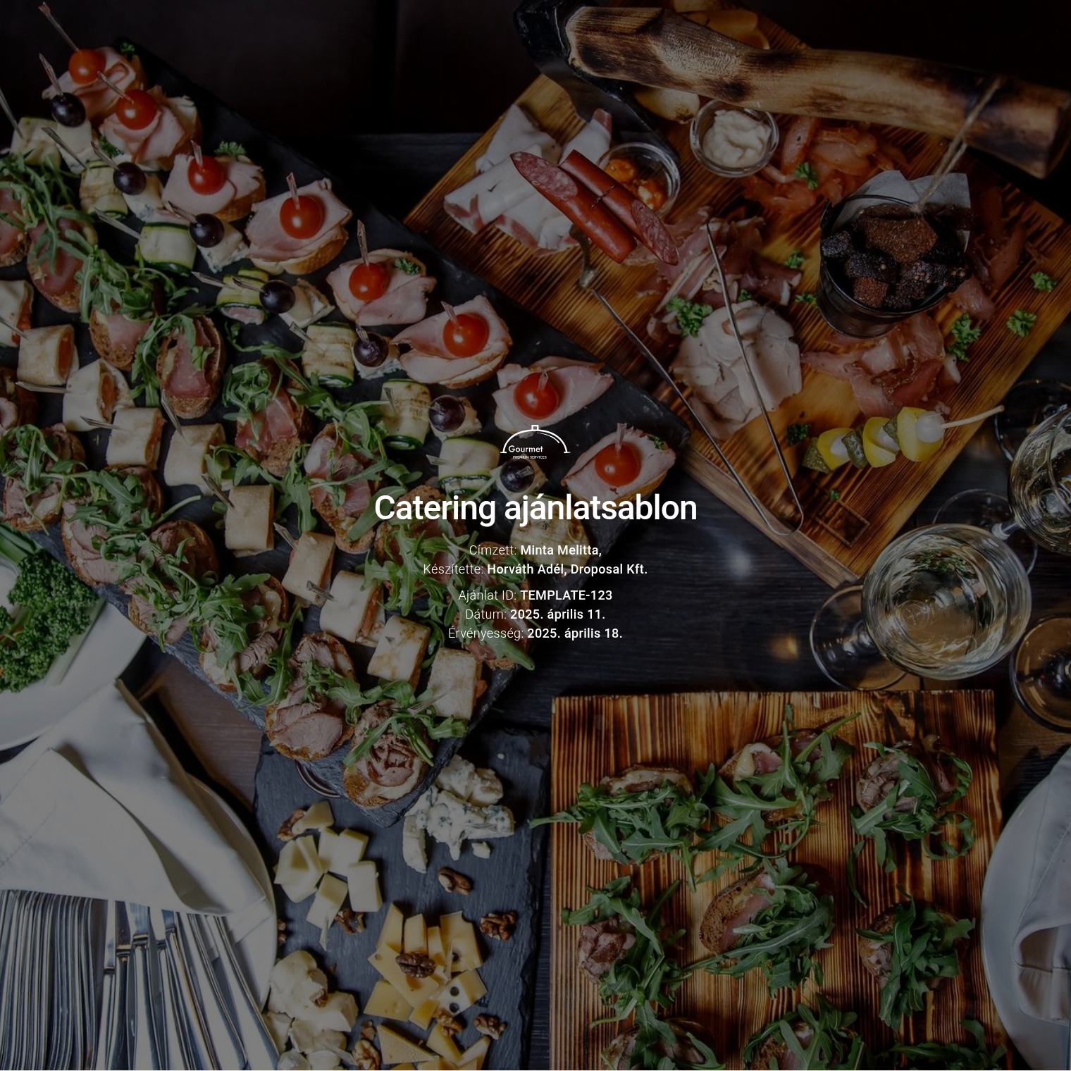 Catering ajánlatsablon