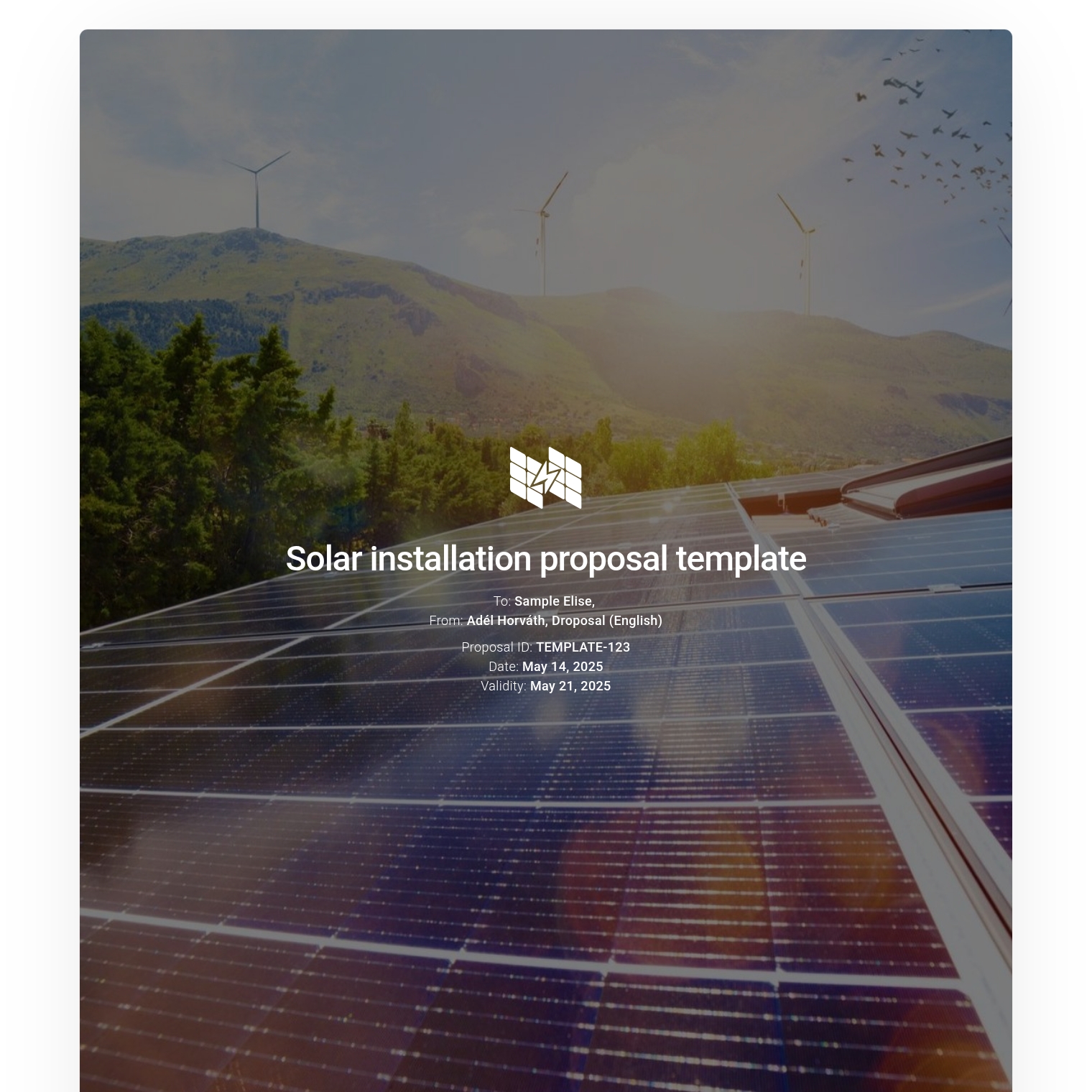 Solar installation proposal template