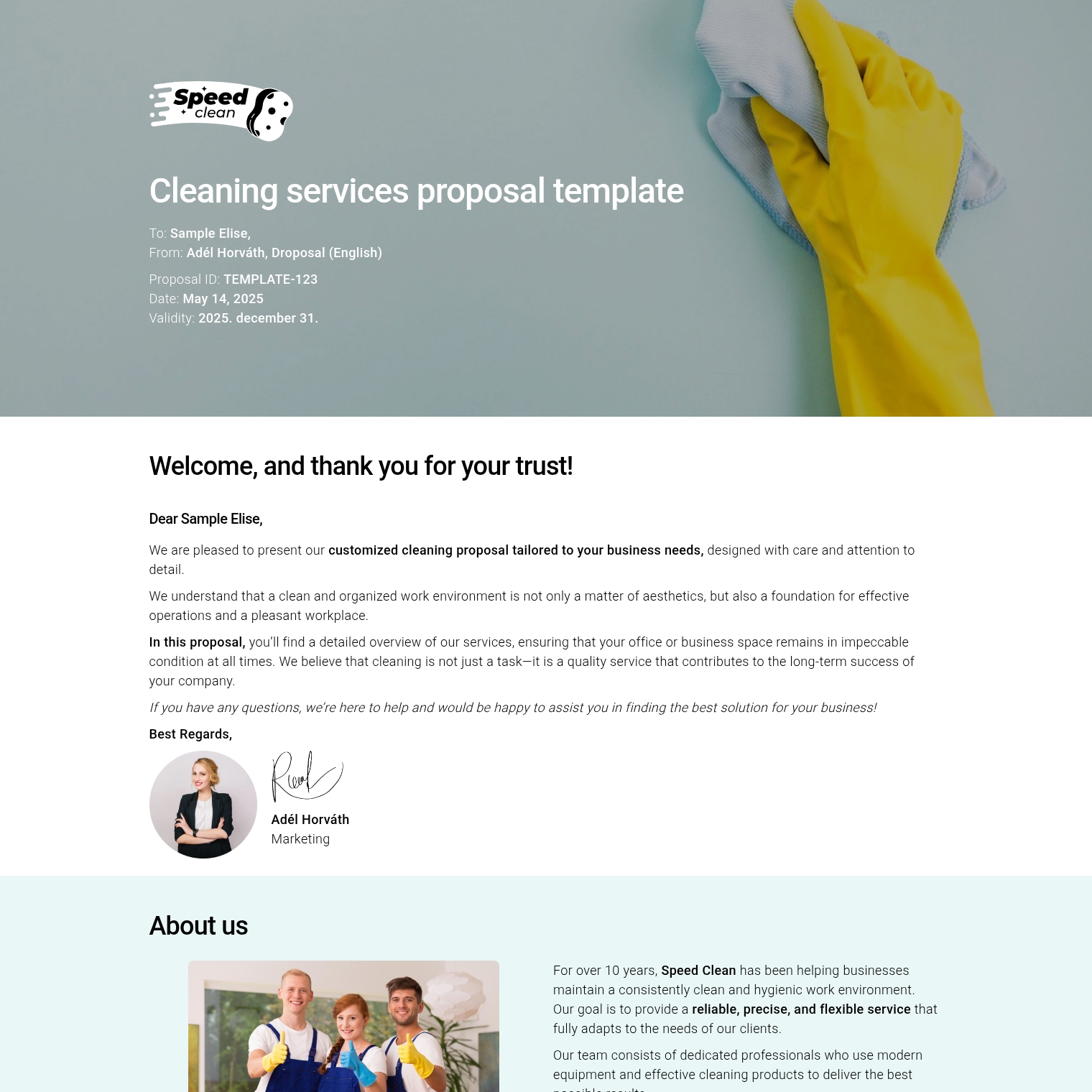 Cleaning services proposal template