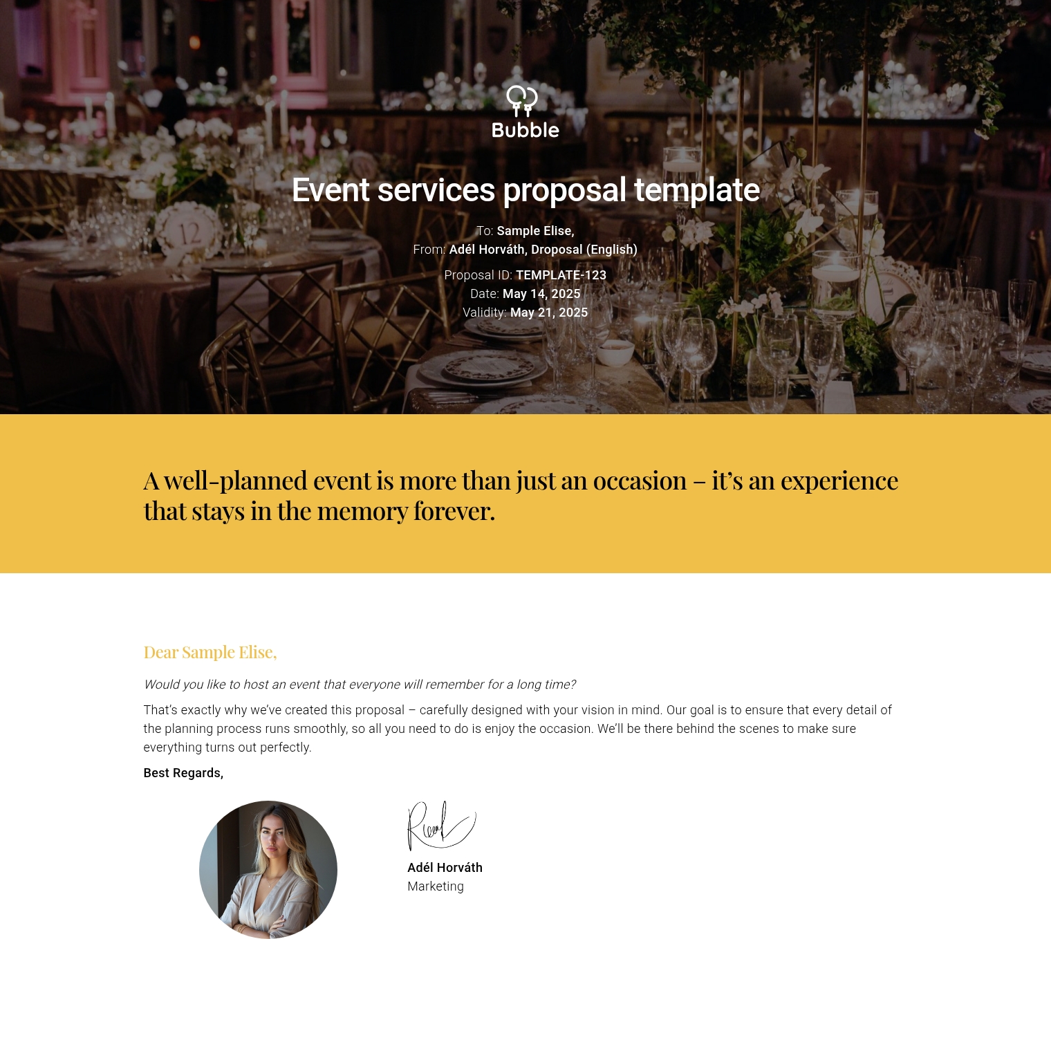 Event services proposal template