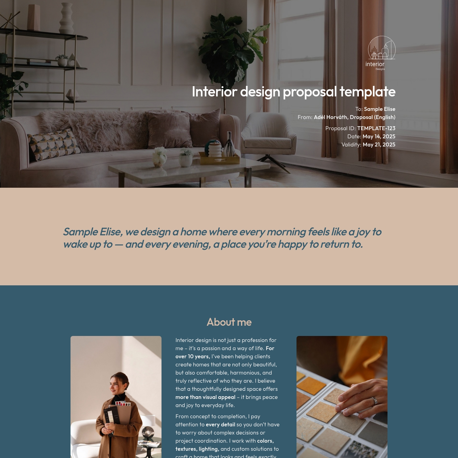Interior design proposal template