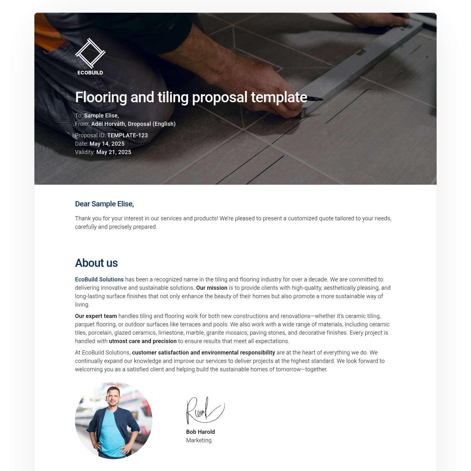 Flooring and tiling proposal template