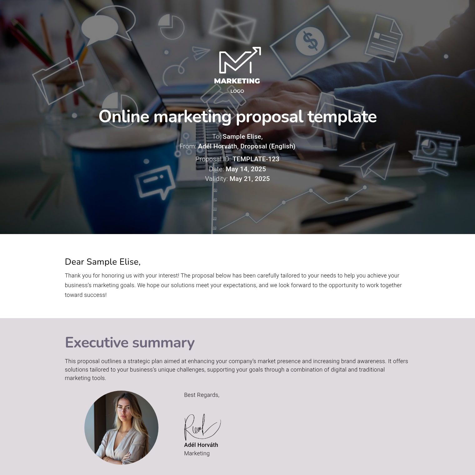 Online marketing proposal template