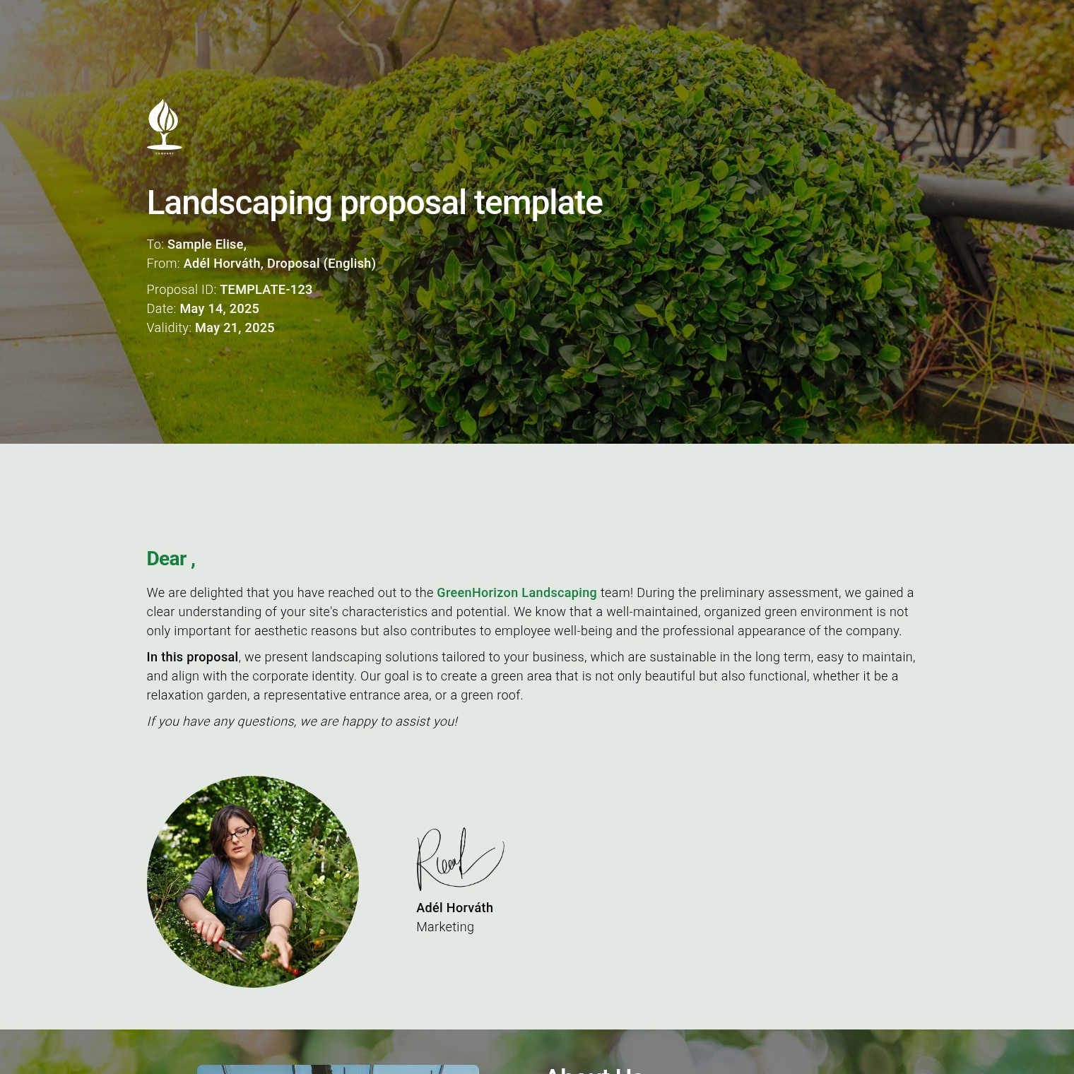 Landscaping proposal template