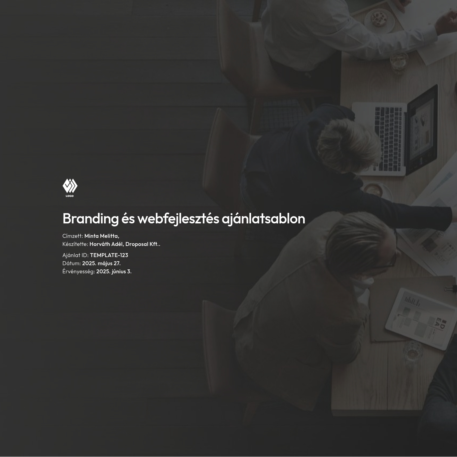 Branding és webfejlesztés ajánlatsablon