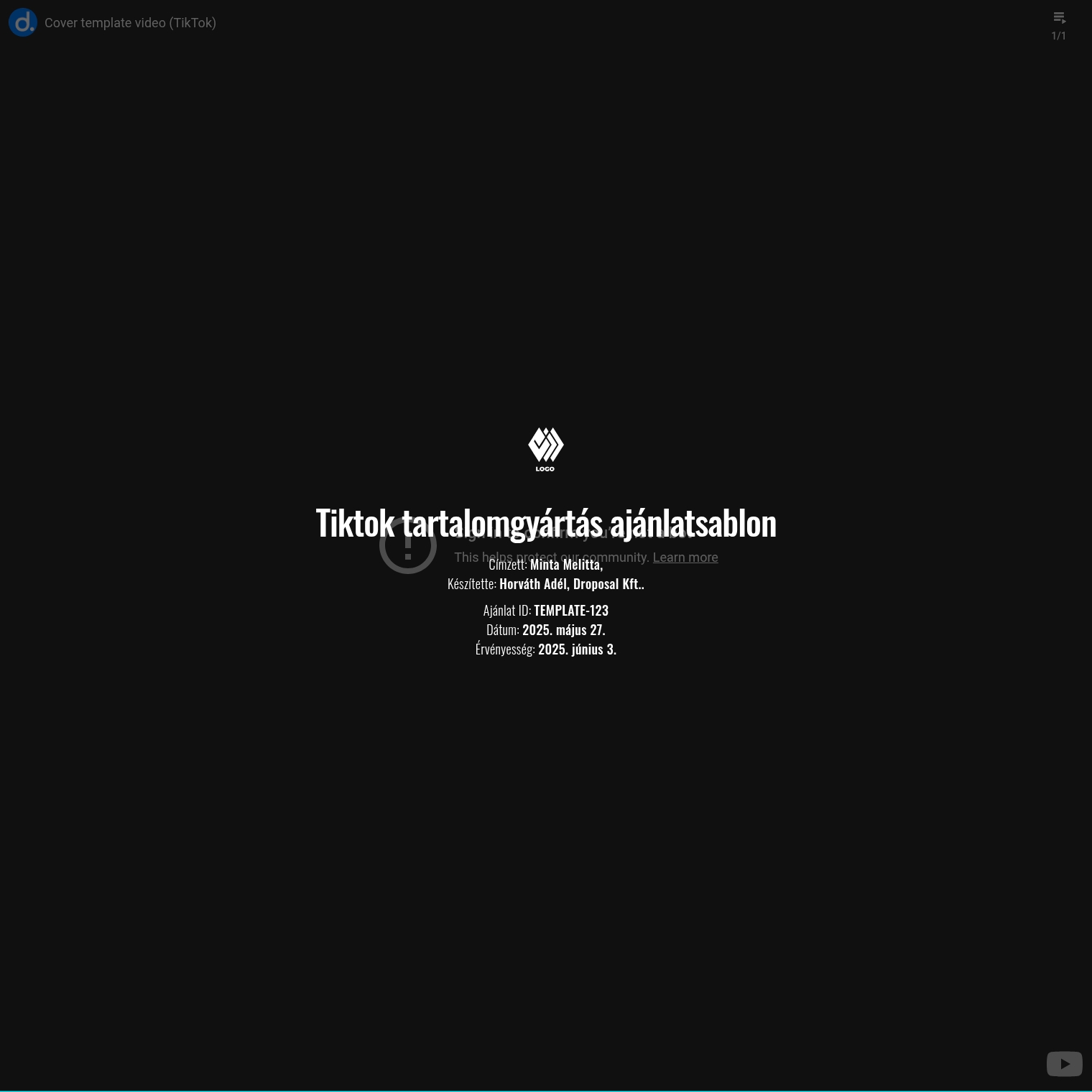Tiktok tartalomgyártás ajánlatsablon