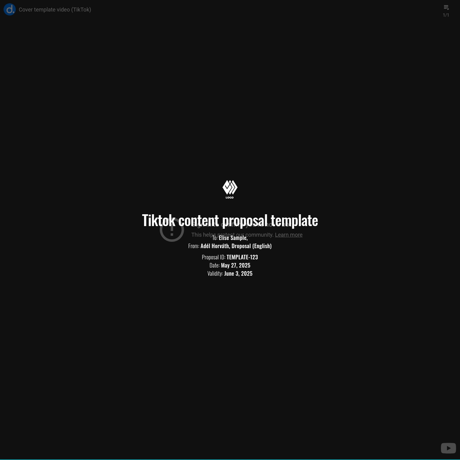 Tiktok content proposal template