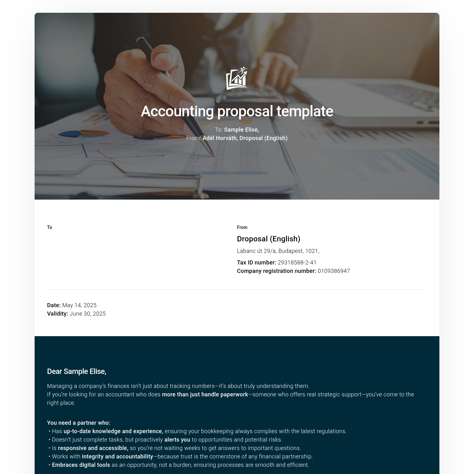 Accounting proposal template